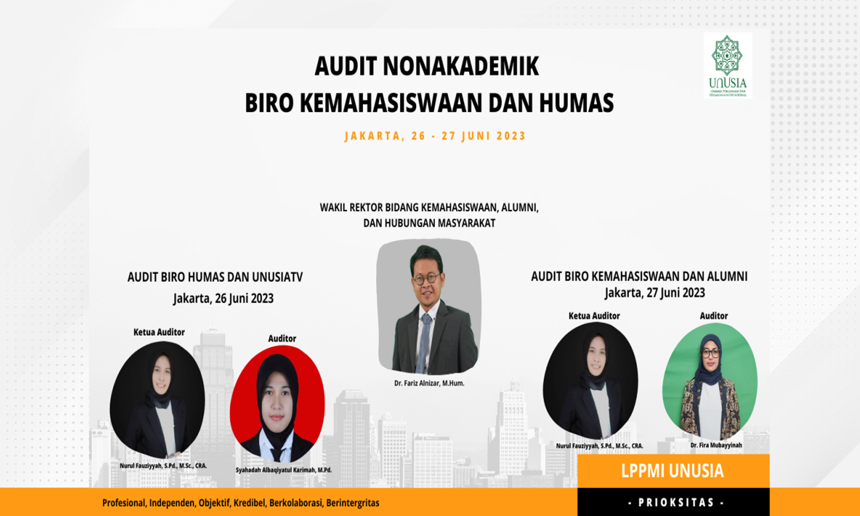 LPPMI Unusia Melakukan Audit Nonakademik Biro Kemahasiswaan dan Humas